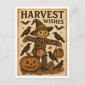 Vintage Halloween Harvest Wishes ポストカード (正面)