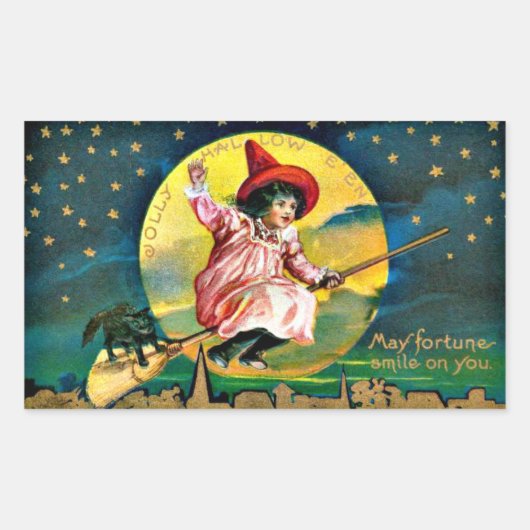 Vintage Halloween Illustration 長方形シール (正面)