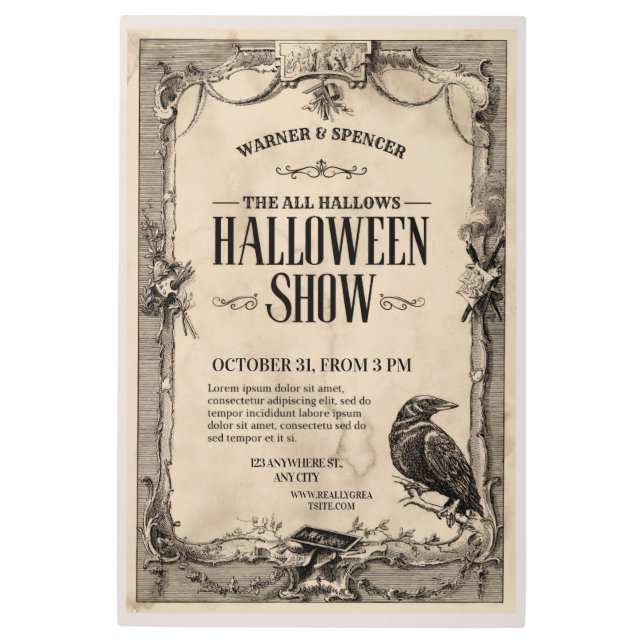 Vintage Halloween Invitation メタルプリント (正面)