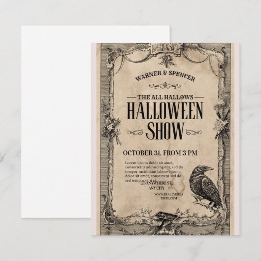 Vintage Halloween Invitation 出欠カード (正面/裏面)
