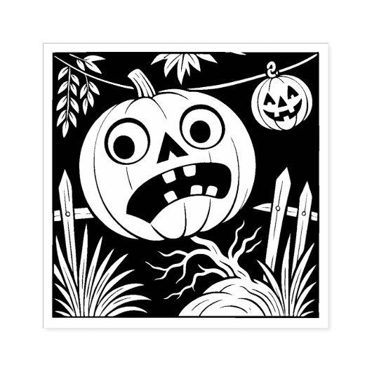 Vintage Halloween Jack O'Lantern Rubber Stamp ラバースタンプ (インプリント)