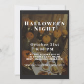 Vintage Halloween Night Spooky Party 招待状 (正面)