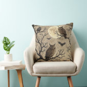 Vintage Halloween Owls & Moon クッション (椅子)