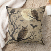 Vintage Halloween Owls & Moon クッション (ブランケット)