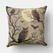 Vintage Halloween Owls & Moon クッション (裏面)