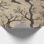 Vintage Halloween Owls & Moon ラッピングペーパー (角)