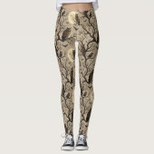 Vintage Halloween Owls & Moon レギンス (正面)