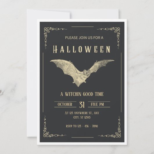 Vintage Halloween Party Flyer Template 招待状 (正面)