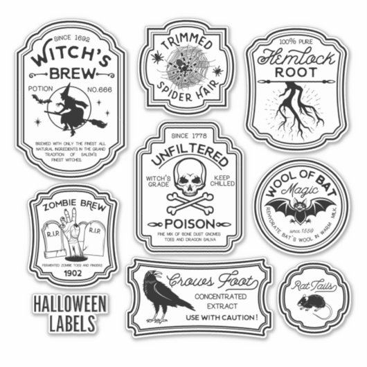Vintage Halloween Potion Label Set シール (正面)