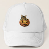 Vintage Halloween Pumpkin Kitty キャップ (正面)