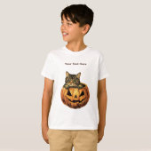 Vintage Halloween Pumpkin Kitty Tシャツ (正面フル)