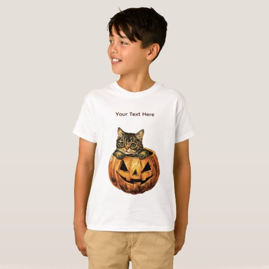Vintage Halloween Pumpkin Kitty Tシャツ (正面フル)