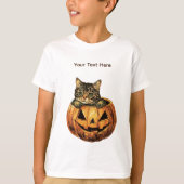 Vintage Halloween Pumpkin Kitty Tシャツ (正面)