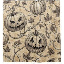 Vintage Halloween Pumpkin Vine Pattern
