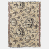Vintage Halloween Pumpkin Vine Pattern スローブランケット (正面縦)