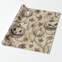 Vintage Halloween Pumpkin Vine Pattern