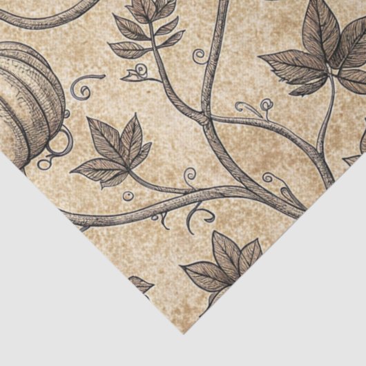 Vintage Halloween Pumpkin Vine Pattern 薄葉紙 (詳細)