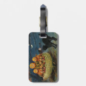 Vintage Halloween Pumpkins Black Cat ラゲッジタグ (裏面縦)