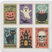 Vintage Halloween Spooky Stamps Sticker Sheet シール (正面)