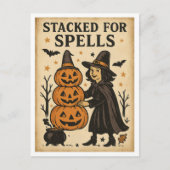 Vintage Halloween Stacked for Spells ポストカード (正面)