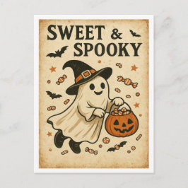 Vintage Halloween Sweet & Spooky ポストカード