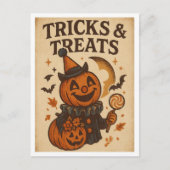Vintage Halloween Tricks and Treats ポストカード (正面)