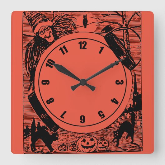 Vintage Halloween Wall Clock スクエア壁時計 (正面)