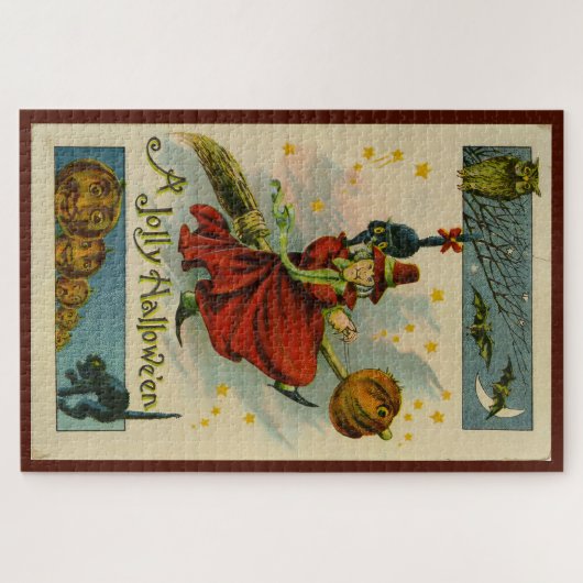 Vintage Halloween Witch  ジグソーパズル (横)