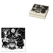 Vintage Halloween Witch and Cat Rubber Stamp ラバースタンプ (押印)
