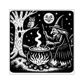 Vintage Halloween Witch and Cauldrom Rubber Stamp ラバースタンプ (インプリント)