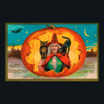 Vintage Halloween witch cat owl party decor poster ポスター<br><div class="desc">design by www.etsy.com/Shop/VanityFlairDesign</div>
