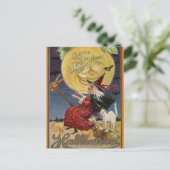 Vintage Halloween Witch on a Broom  シーズンポストカード (スタンド正面)