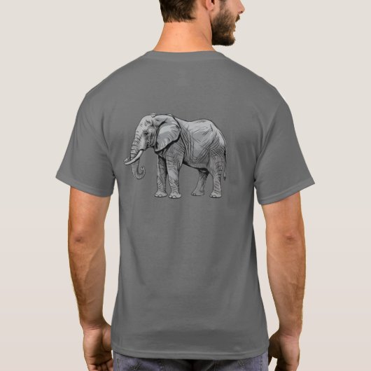 Vintage Hand Drawn Elephant Illustration T-Shirt | Tシャツ (裏面)