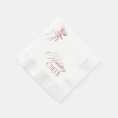 Vintage Hand Drawn Red Christmas Holiday Party 縁ありカクテルナプキン (角)