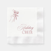 Vintage Hand Drawn Red Christmas Holiday Party 縁ありカクテルナプキン (正面)