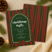 Vintage Hand Drawn Red & Green Christmas Party 招待状