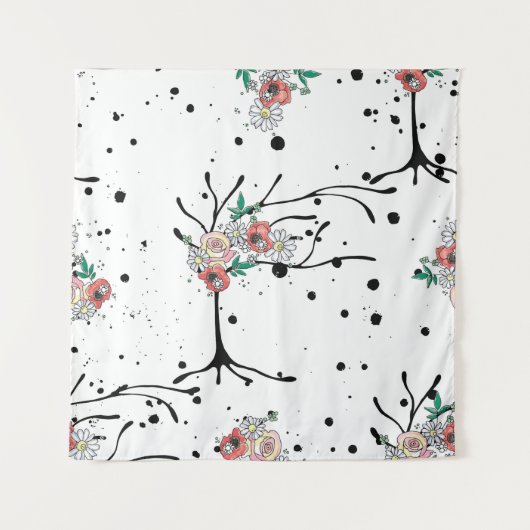 Vintage hand drawn seamless pattern graphic illust タペストリー (正面)