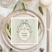 Vintage Hand Drawn Swan Stripes Wedding スタンダードカクテルナプキン