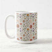  Vintage Hand-Drawn Wildflowers Patchwork Seamless コーヒーマグカップ (左)