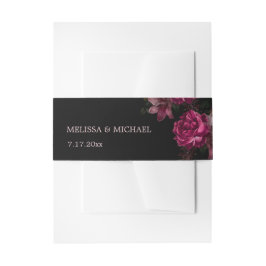 Vintage Hand Painted Roses Dark Moody Wedding 招待状ベリーバンド