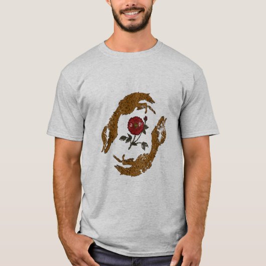 Vintage Hands Holding Rose Graphic T-Shirt  Tシャツ (正面)