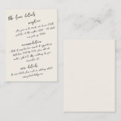Vintage Handwritten Note Wedding Details エンクロージャーカード (正面/裏面)