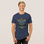 Vintage Hanukkah Menorah トライブレンドＴシャツ (正面全面)