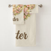 Vintage Happy Easter Bunny Floral Wreath バスタオルセット (インサイチュ)