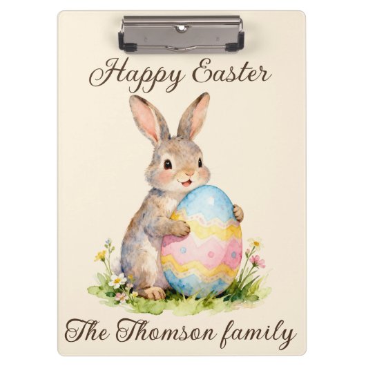 Vintage Happy Easter Bunny with Egg Family  クリップボード (正面)