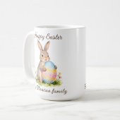 Vintage Happy Easter Bunny with Egg Family  コーヒーマグカップ (正面左)