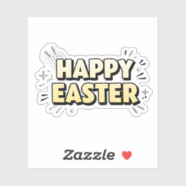 Vintage Happy Easter Typographic Sticker シール