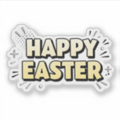 Vintage Happy Easter Typographic Sticker シール (正面)