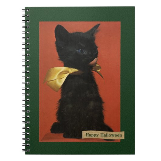 Vintage Happy Halloween Kitten Journal ノートブック (正面)