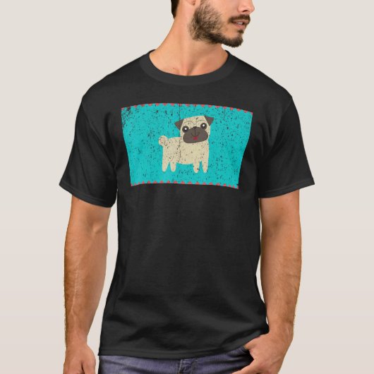 Vintage Happy Pug Face Mask Tシャツ (正面)